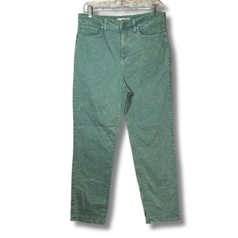 Lauren Conrad Women's Denim Jeans Straight 12 Acid Washed Green Teal High Rise L